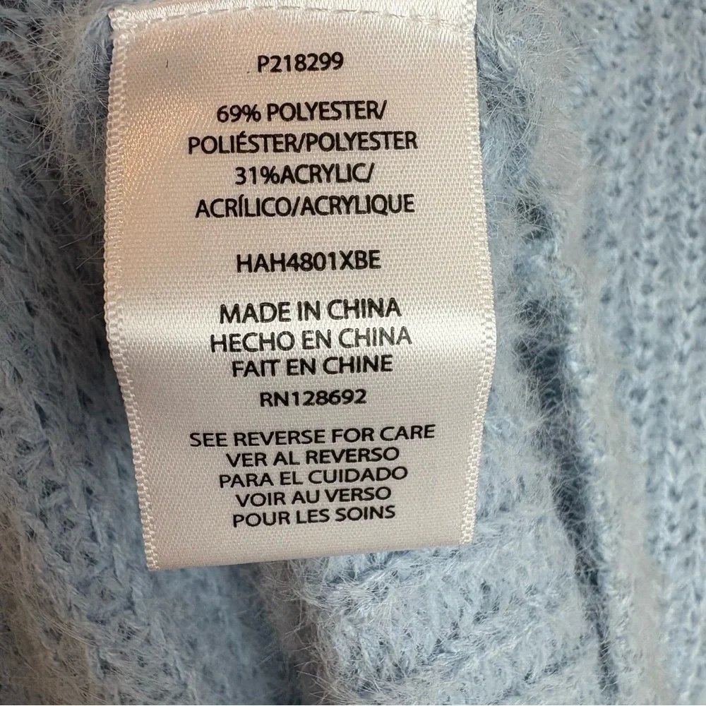 Cinderella Blue Pearl-Embellished Cozy Winter Wmn’s Sweater Sz 1X